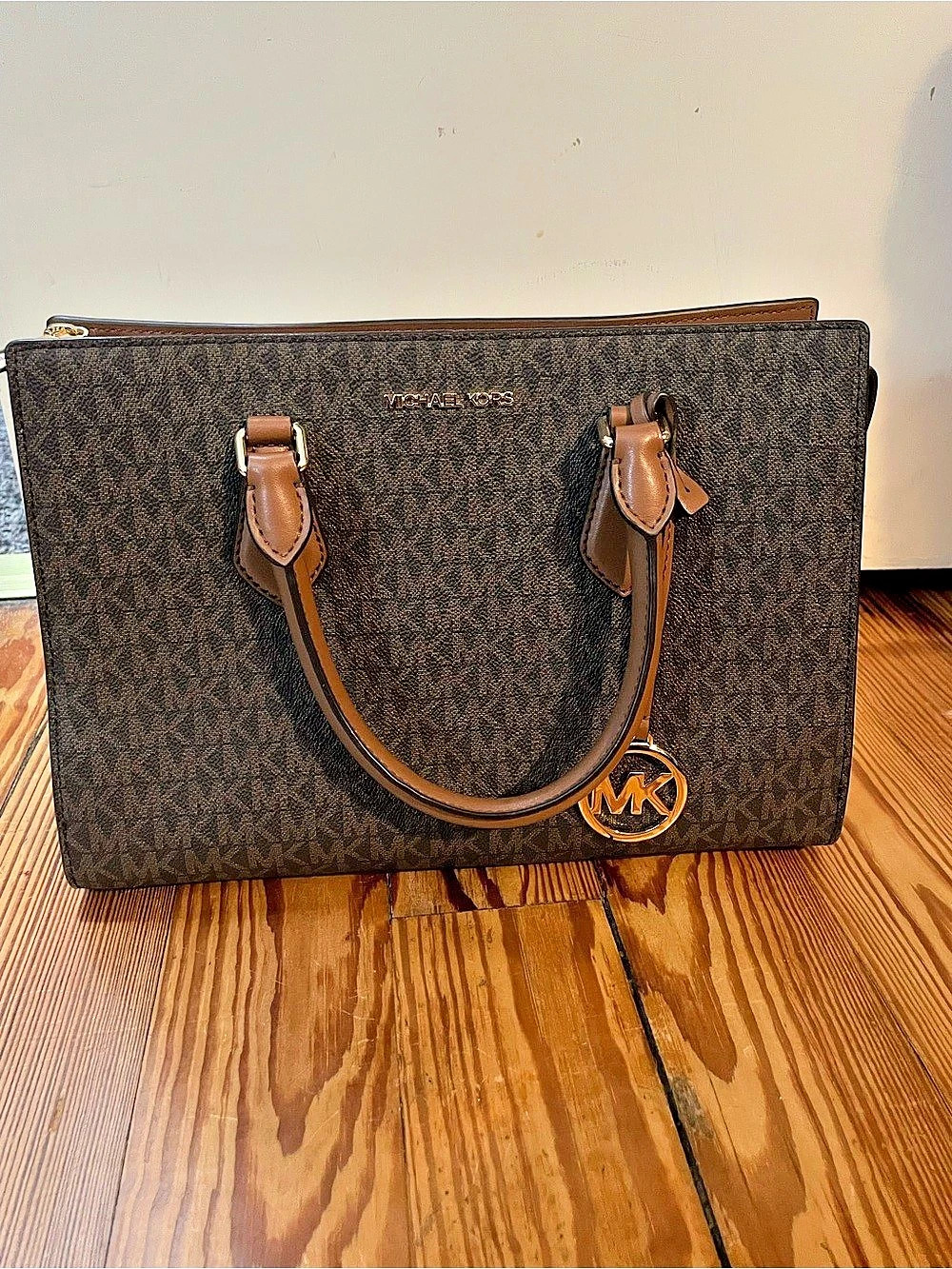 Michael Kors Kris Small Satchel Brown Logo